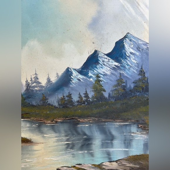 Vintage Oil Painting Edward Currier Nature Scene Mountain View 18”x24” Wall Art - Picture 8 of 10